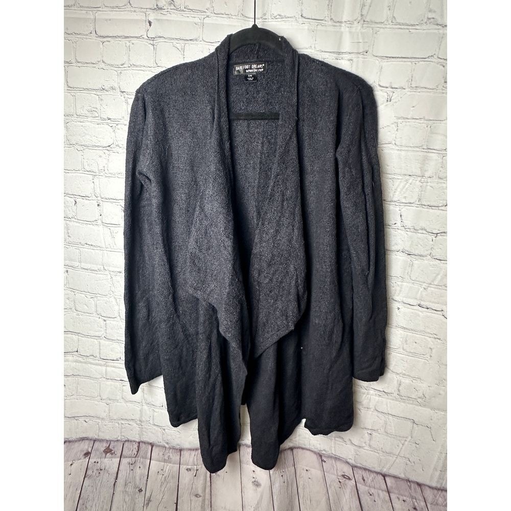 Barefoot Dreams Bamboo Chic Drape Front Cardigan Charcoal Gray Style 436 S/M